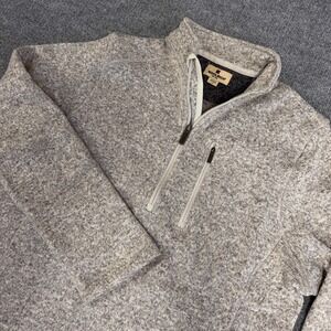 Woolrich Sweater Mens Large Heather Gray Fleece 1/4 Zip Cabin Gorpcore Outdoor